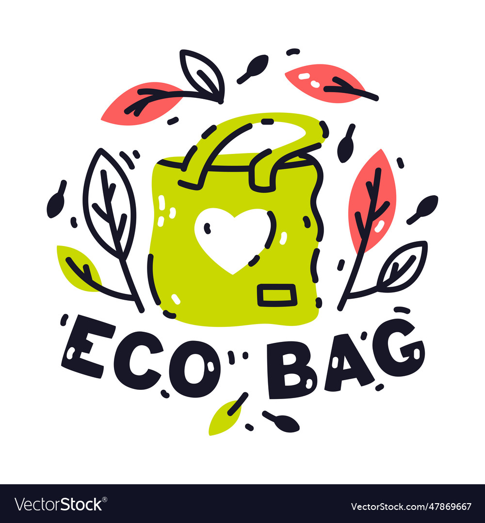 Eco friendly badge and ecology emblem with bag