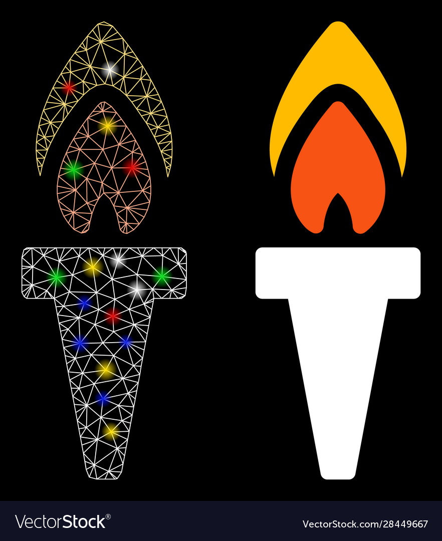 Flare mesh network torch icon with spots vector image Flare mesh network torch icon with spots