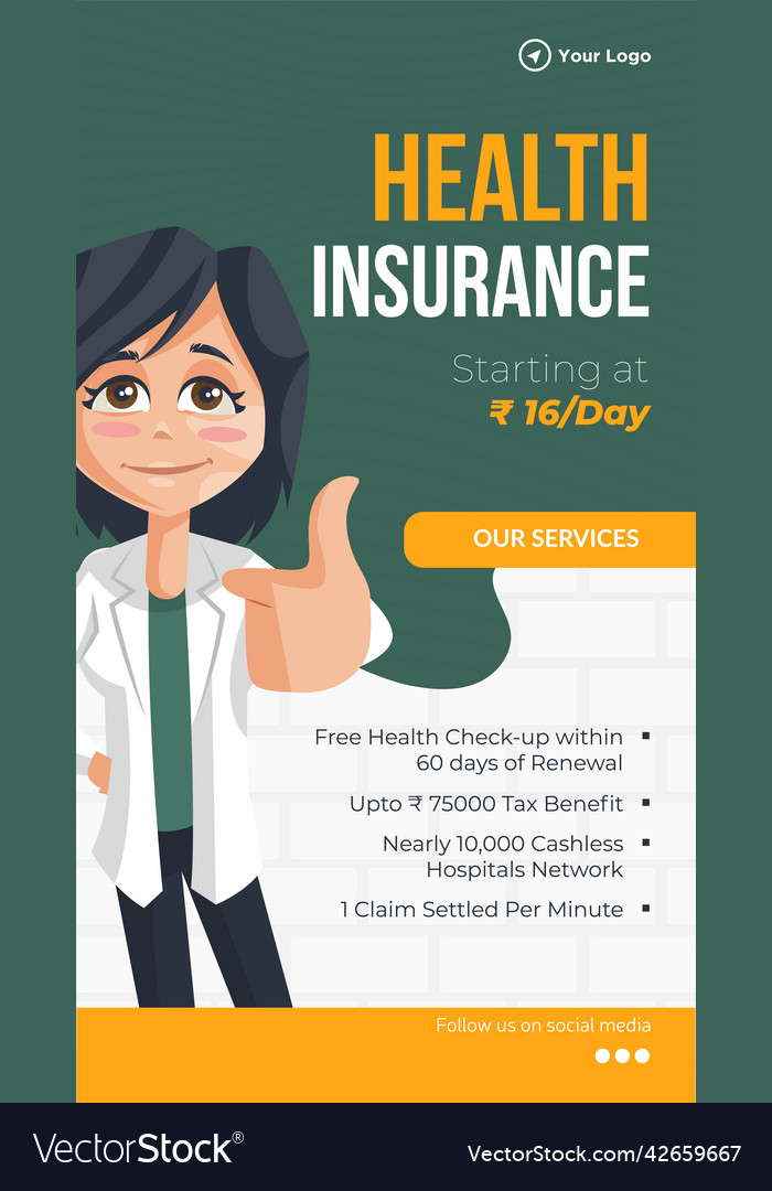 Health insurance portrait template design Vector Image