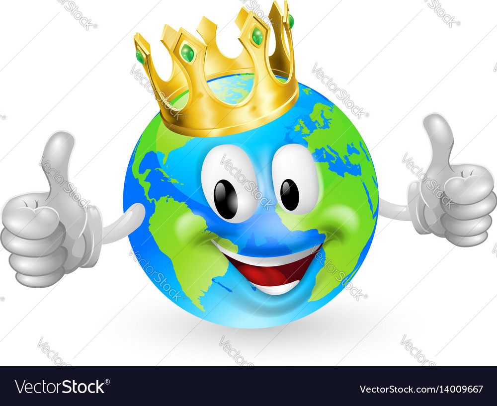 King of the world mascot Royalty Free Vector Image