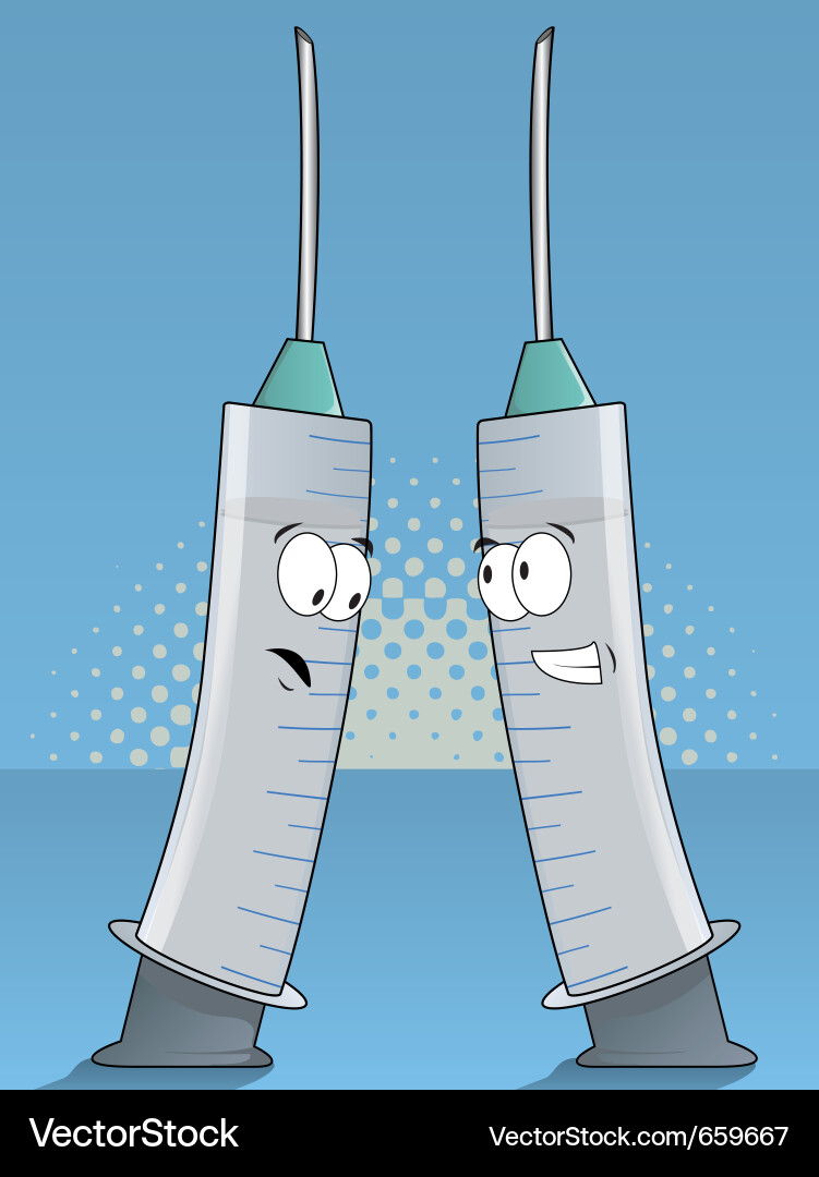 Medical syringes cartoon Royalty Free Vector Image