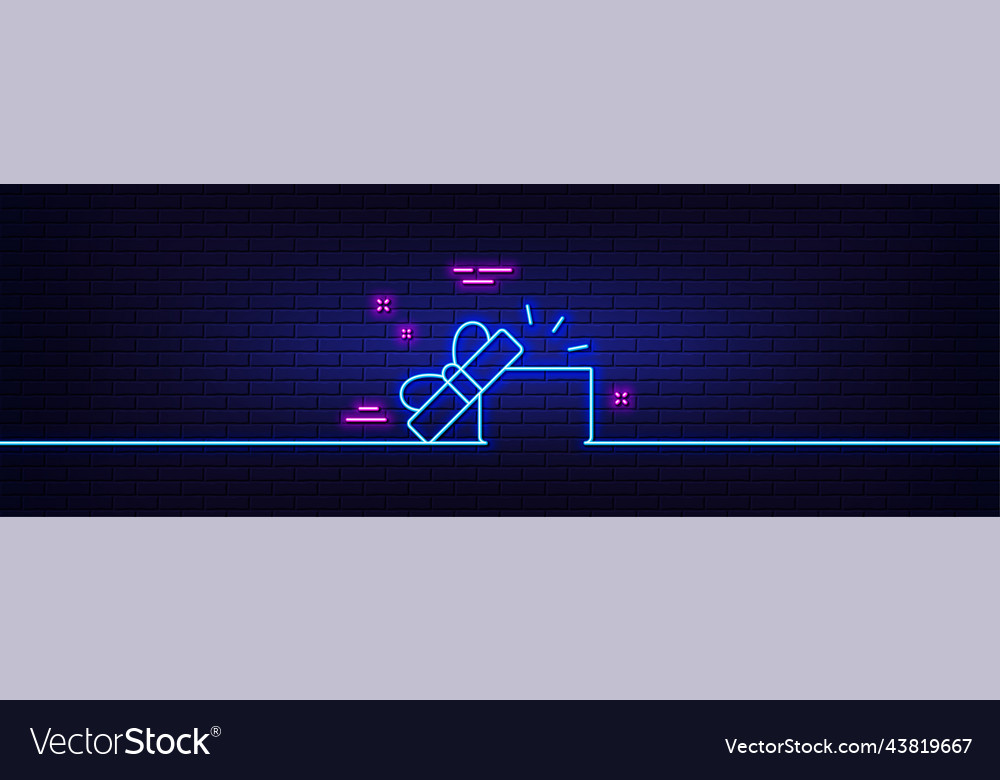 Opened gift box line icon present sign neon