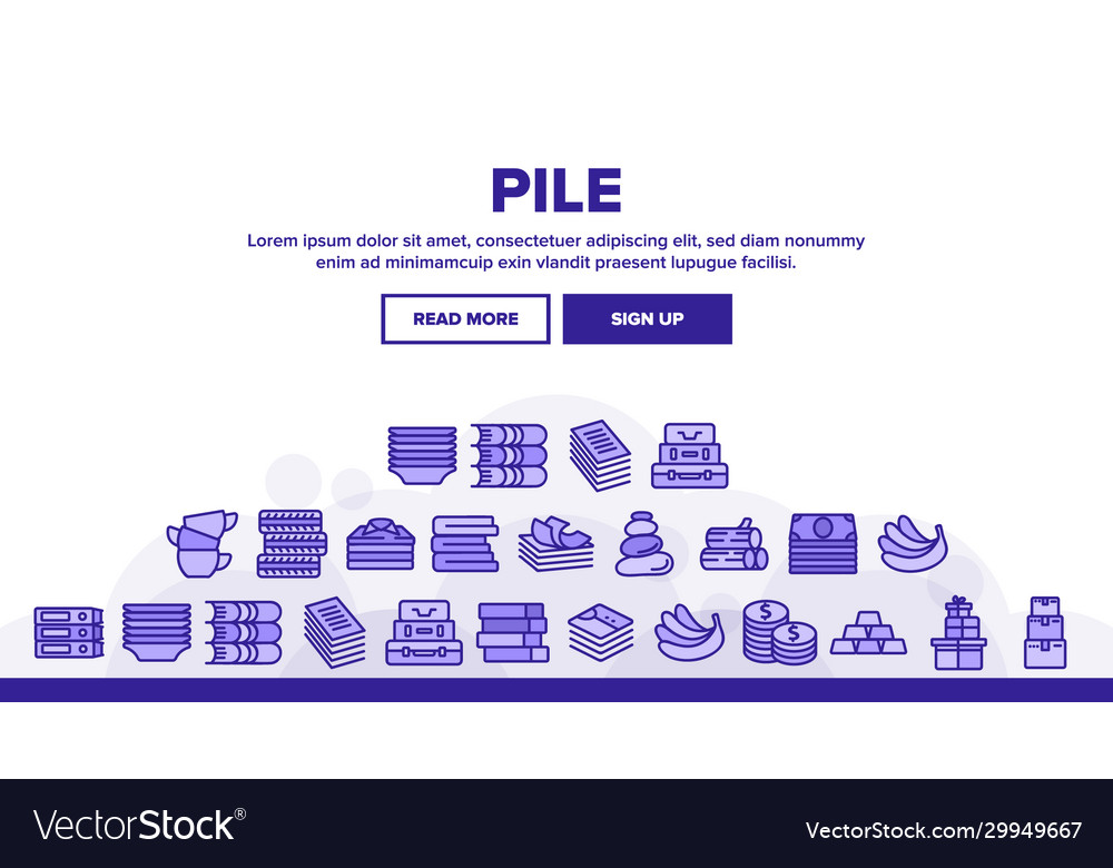 Pile objects things landing header Vector Image Pile objects things landing header