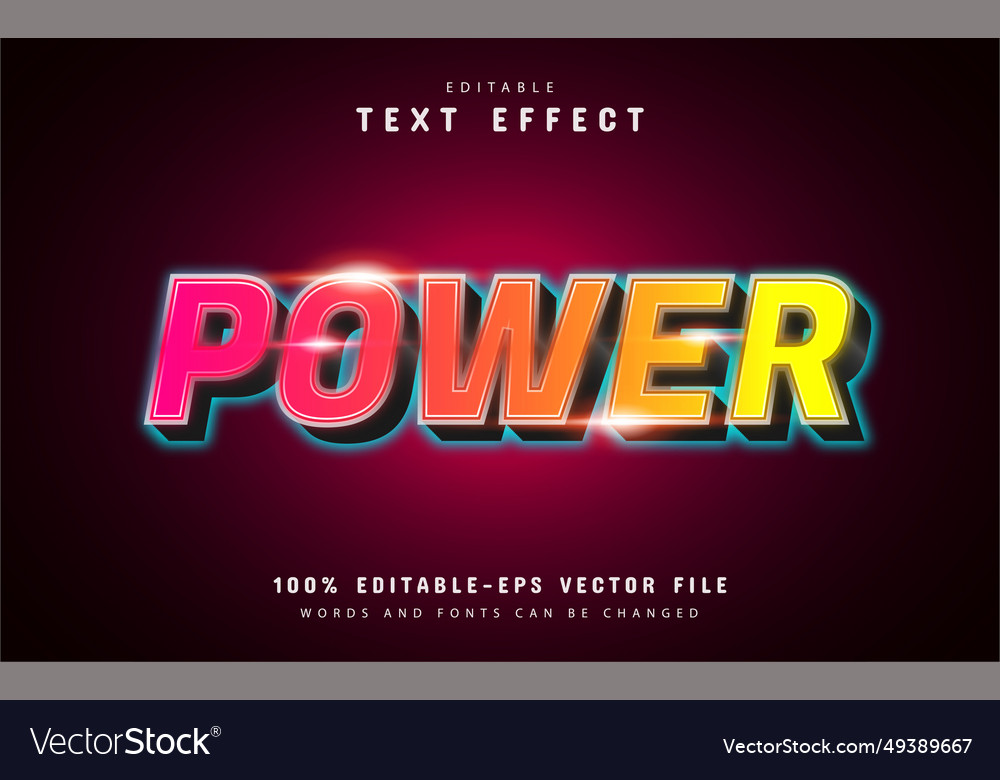 Power text effect with gradient vector image Power text effect with gradient