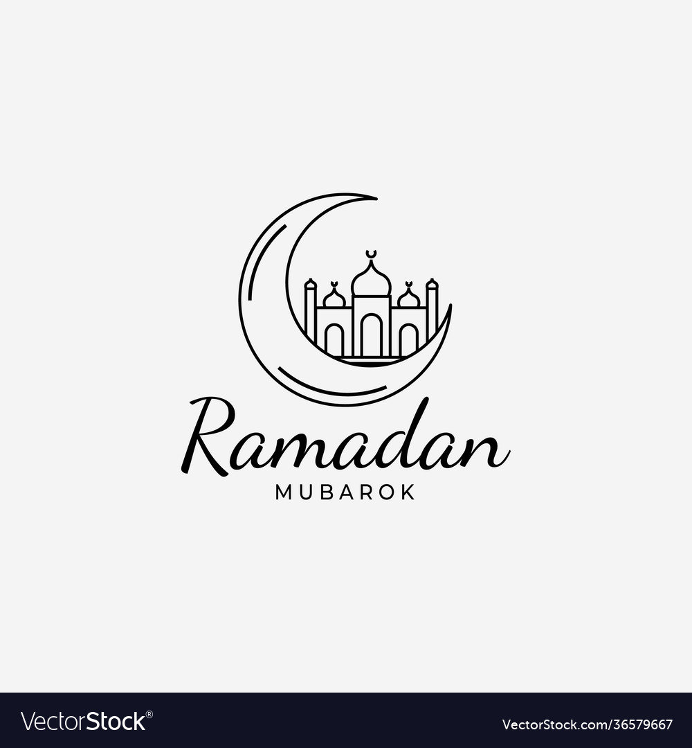 Ramadan kareem mubarak minimalist line art logo Vector Image