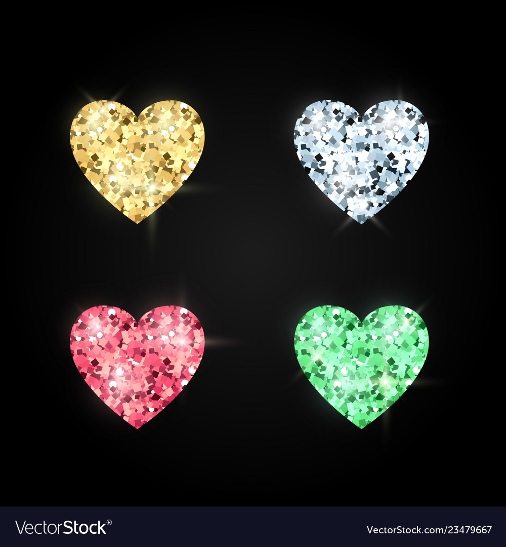 Set of hearts made of precious stones decoration Vector Image