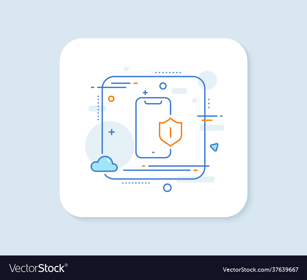 Smartphone protection line icon phone shield sign vector image Smartphone protection line icon phone shield sign