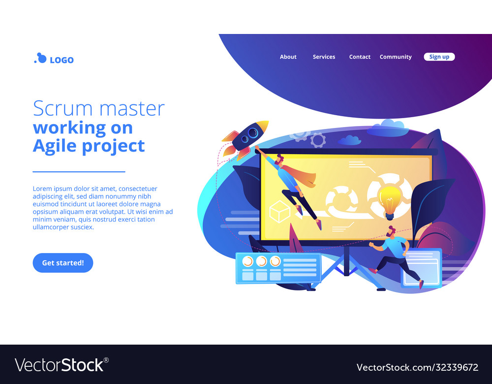 Agile project managementconcept landing page vector image Agile project managementconcept landing page