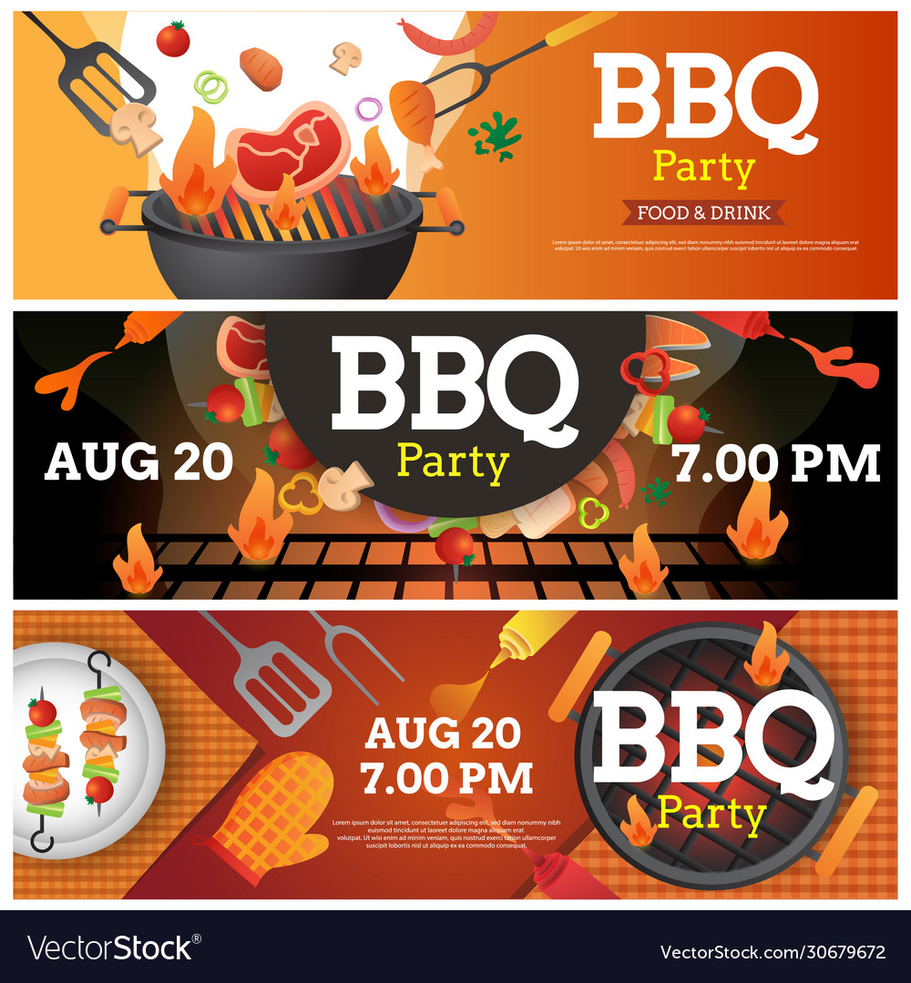 Bbq Set Banner Royalty Free Vector Image Vectorstock