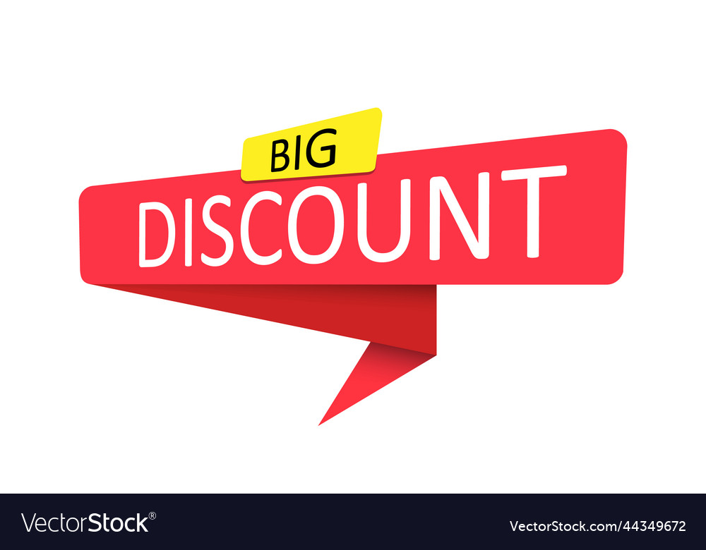 Big discount a red banner pointer sticker label Vector Image Big discount a red banner pointer sticker label