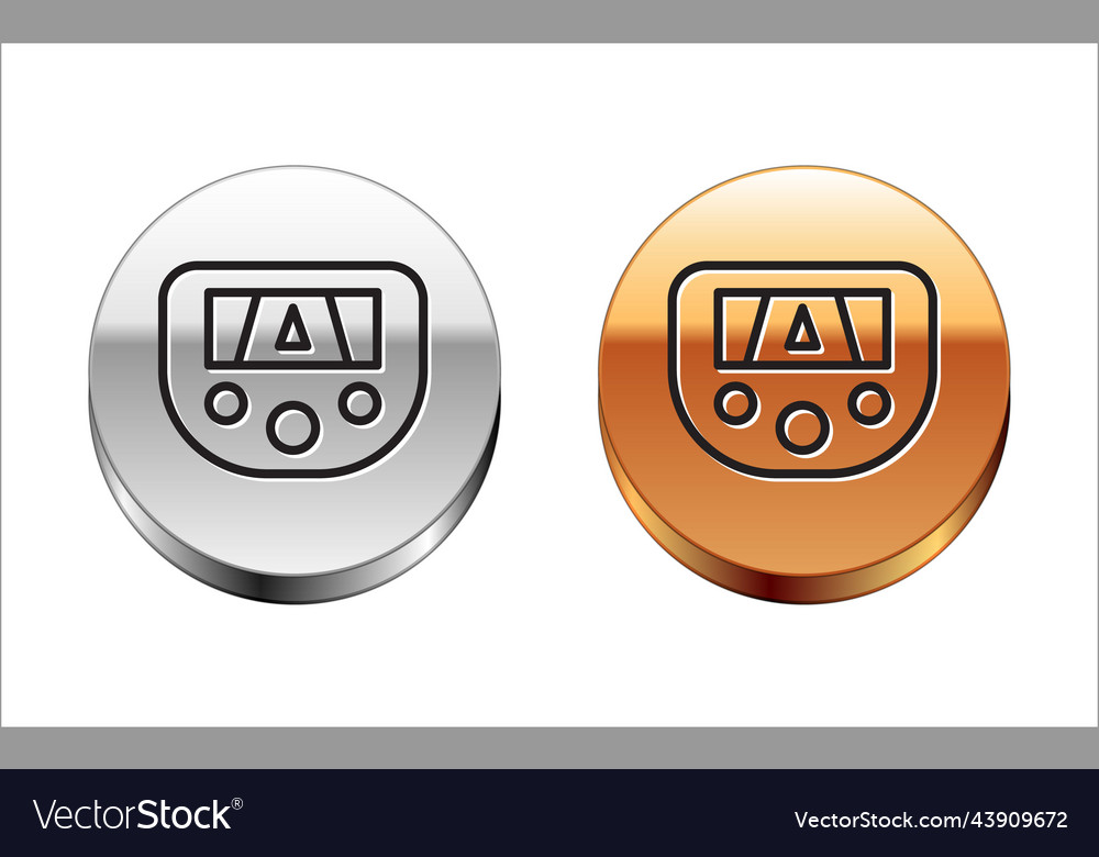 Black line gps device with map icon isolated vector image Black line gps device with map icon isolated