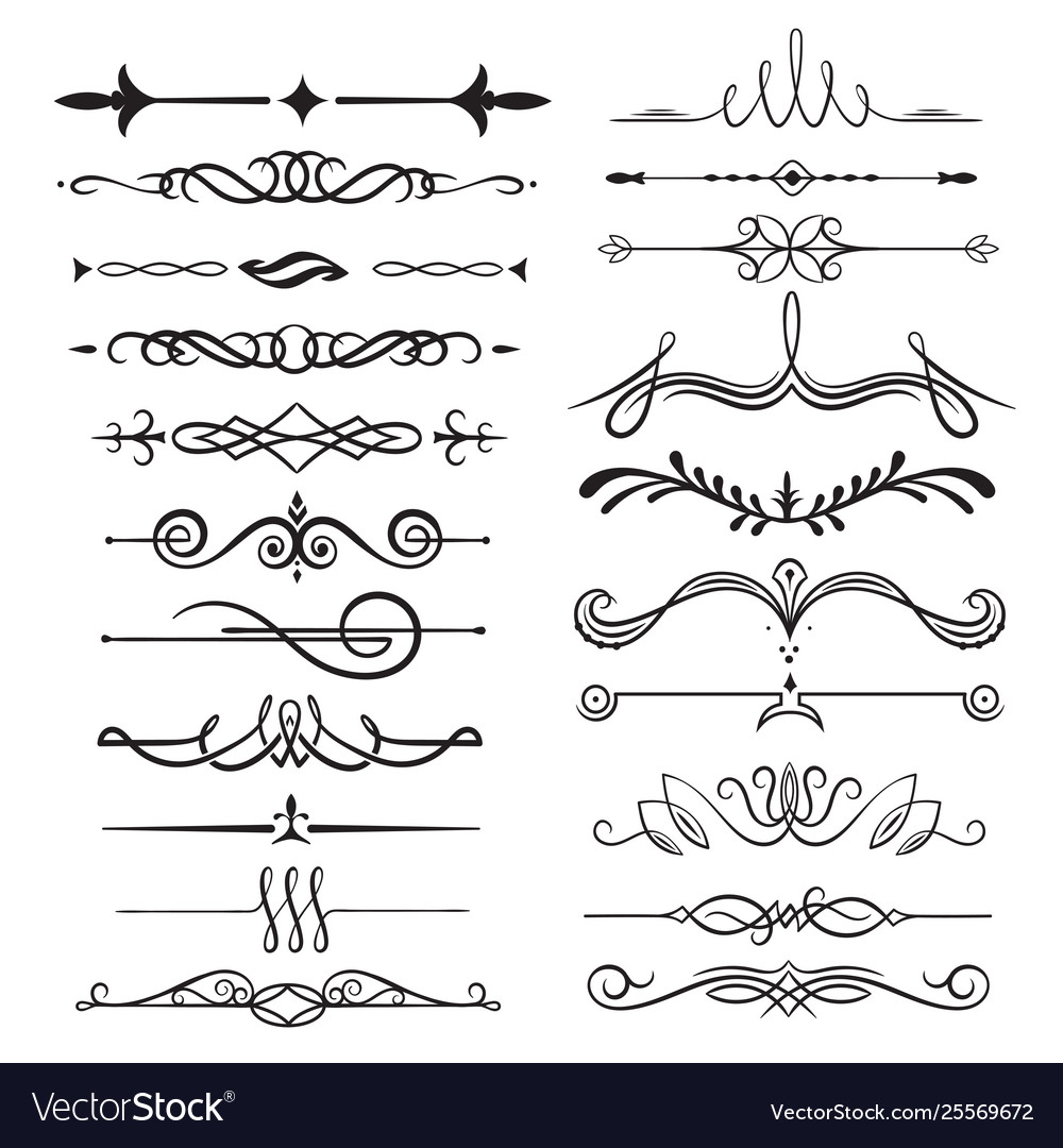 Download Calligraphic decorative dividers set ornamental Vector Image