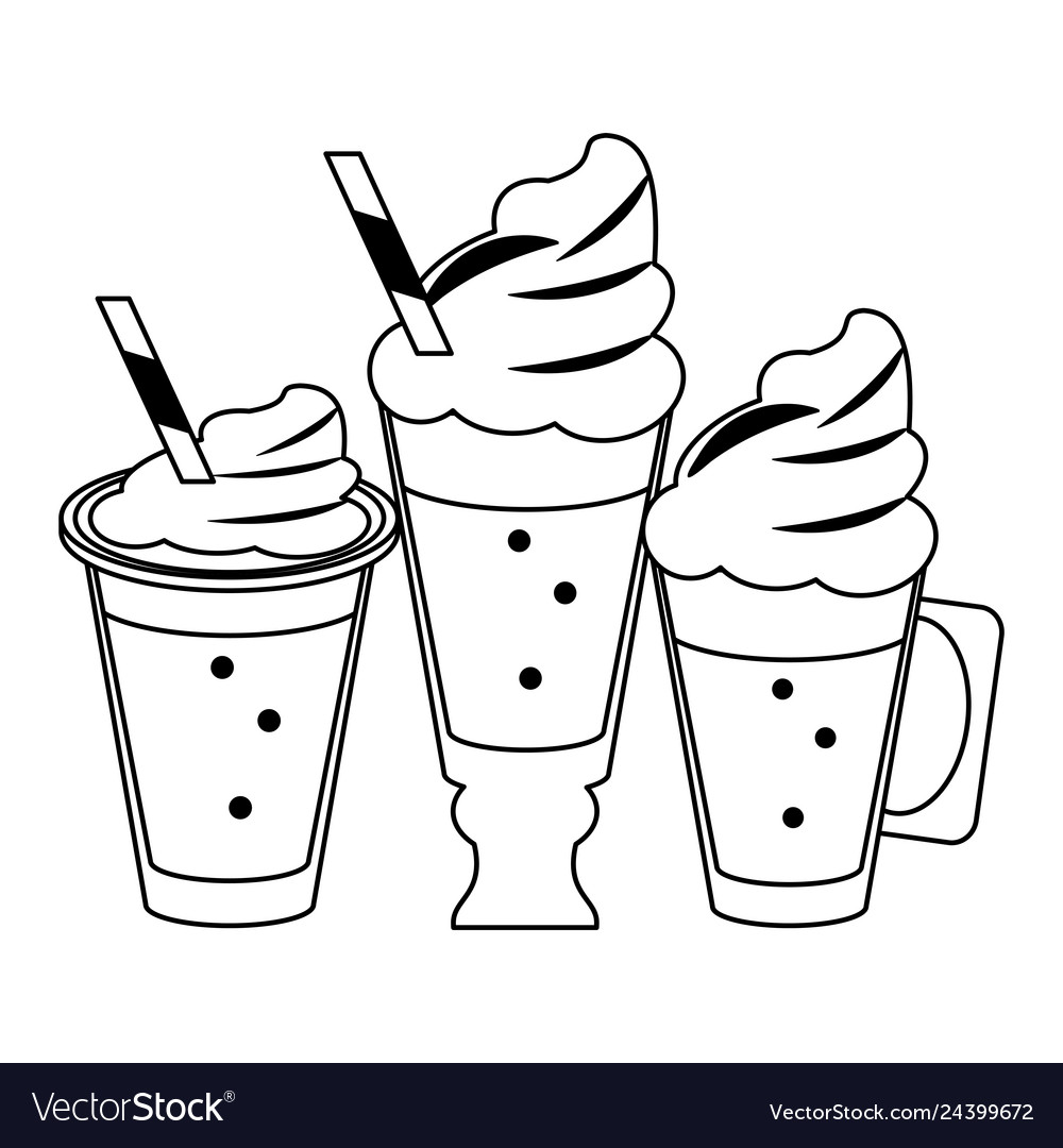 Cold and delicious drinks in black white Vector Image