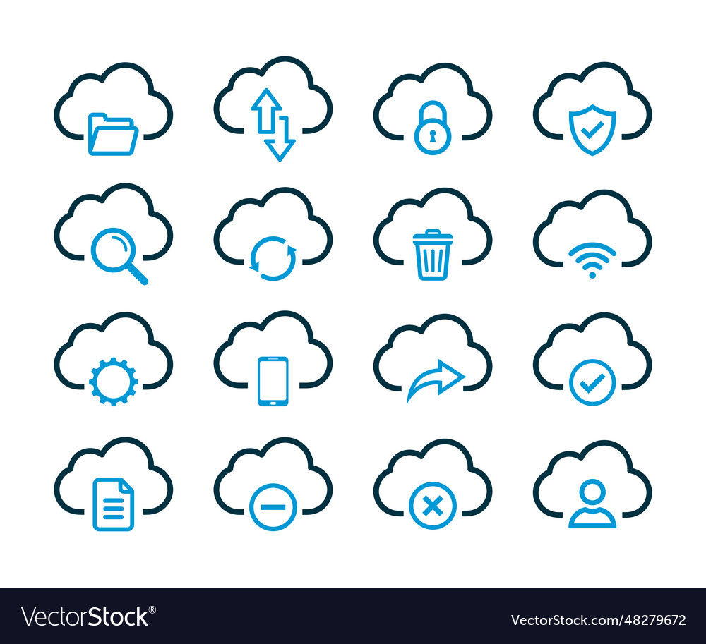 Computer cloud related and cloud hosting related Vector Image