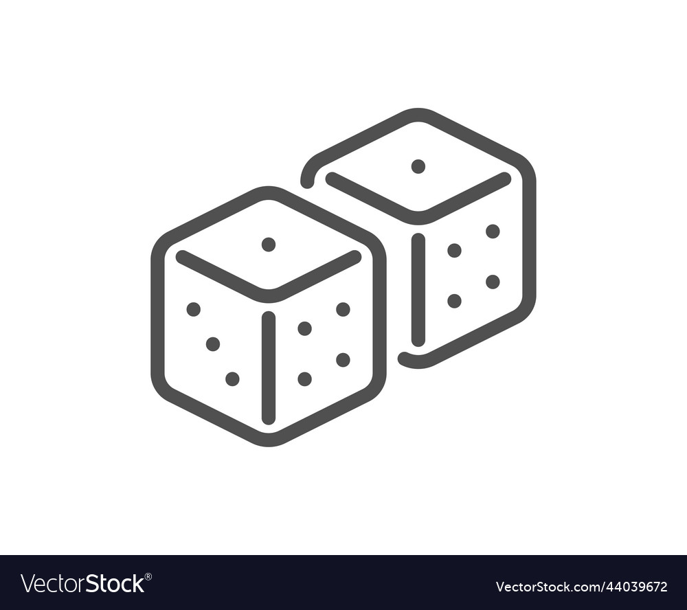 Dice line icon board game cube sign