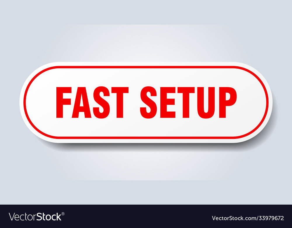 Fast setup sign rounded isolated button white