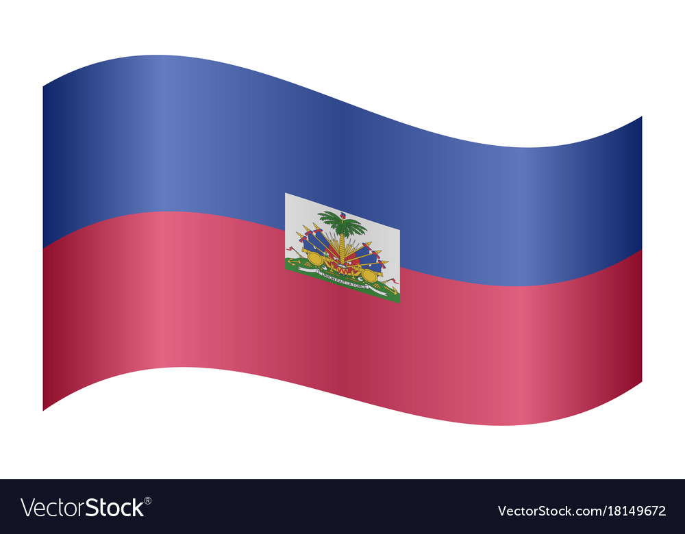 Flag of haiti waving on white background