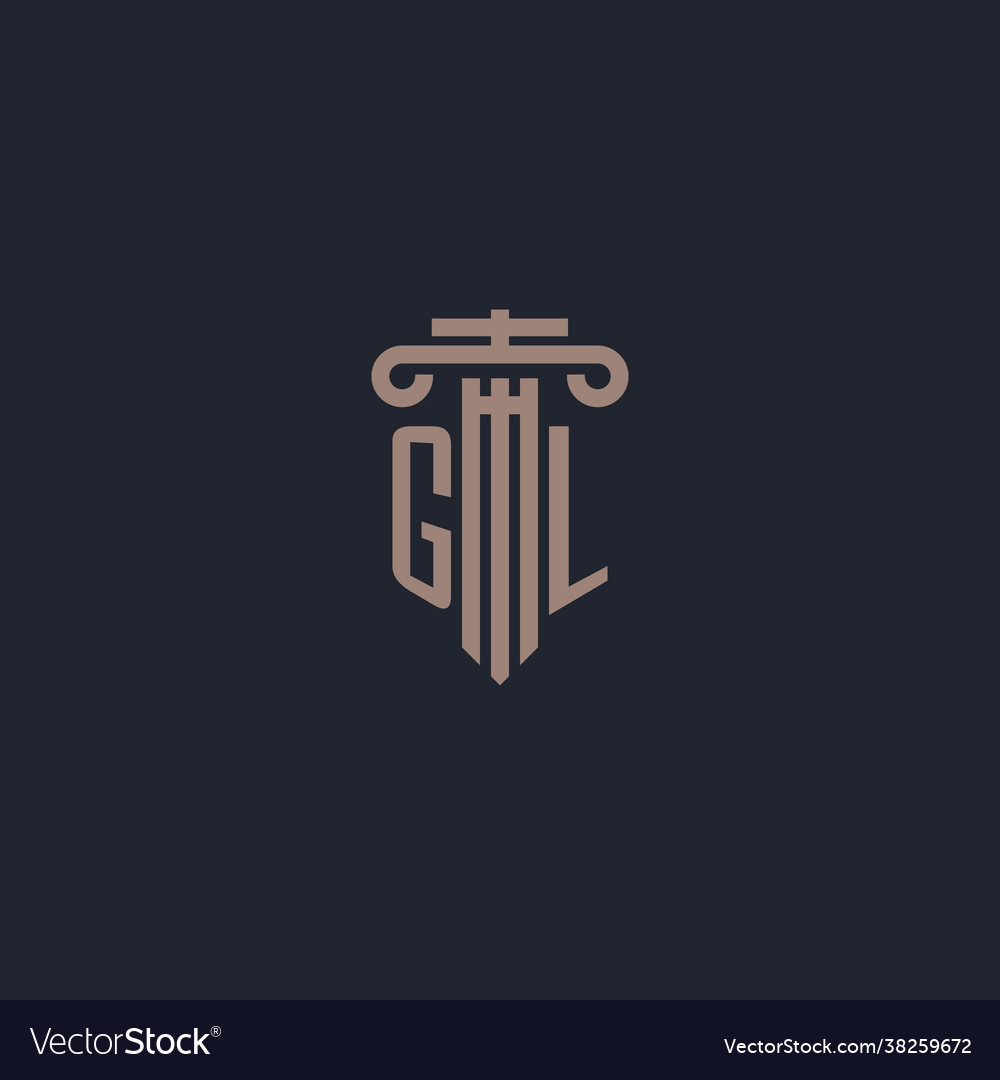 Gl initial logo monogram with pillar style design