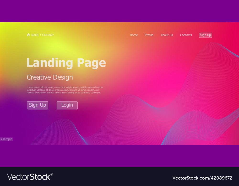 Gradient colorful web template landing page