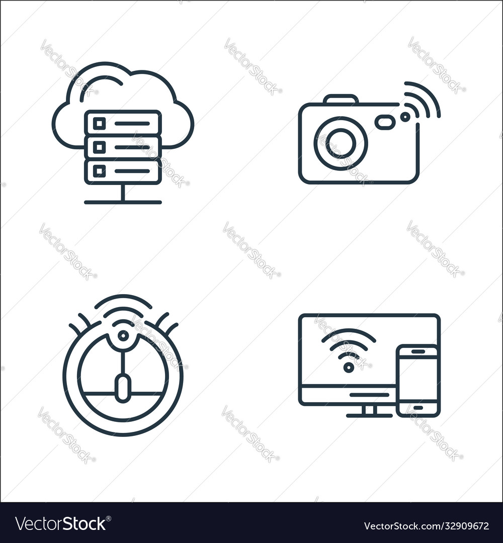 Internet things line icons linear set quality vector image Internet things line icons linear set quality