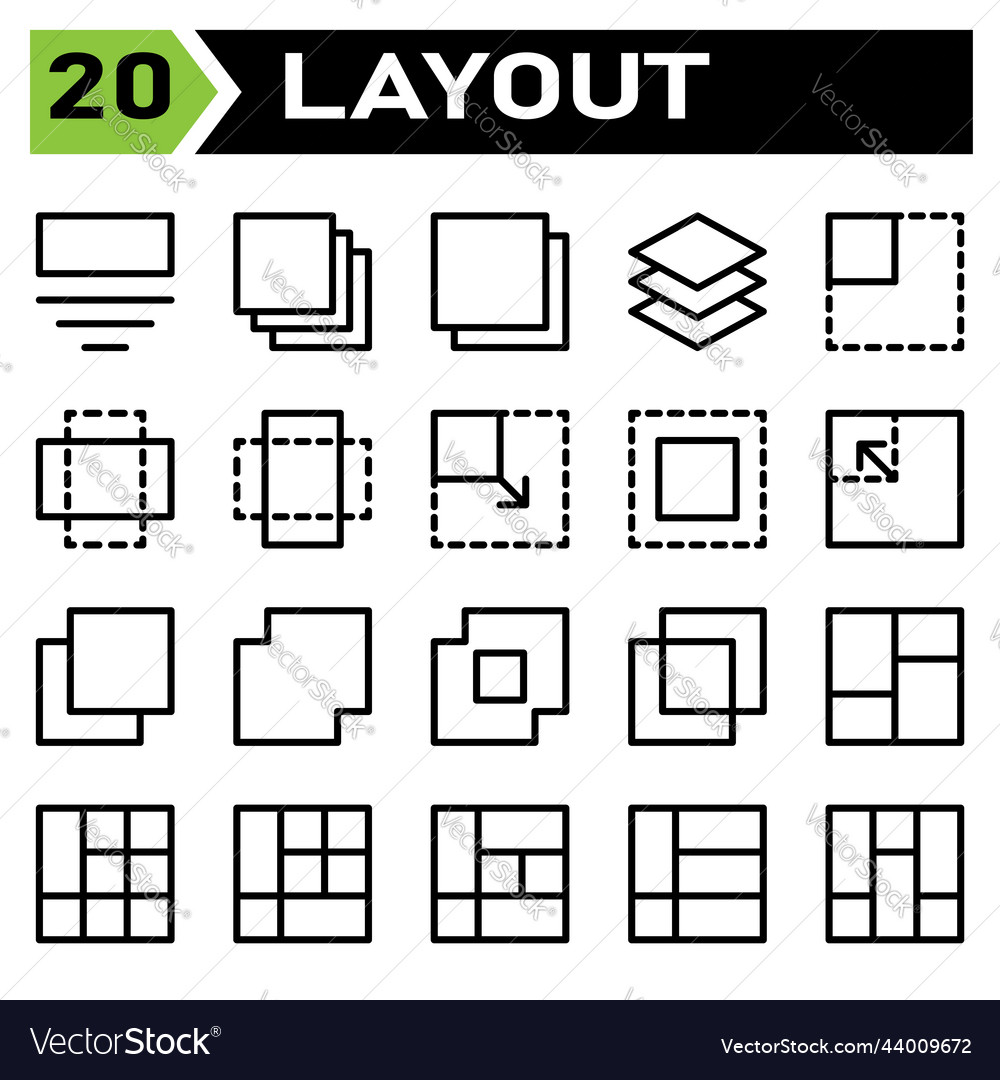 Layout icon set include grid dashboard vector image Layout icon set include grid dashboard