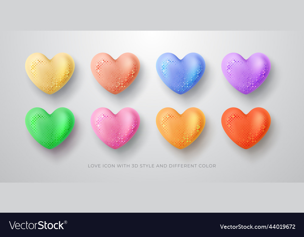 Love symbol with different color and 3d style