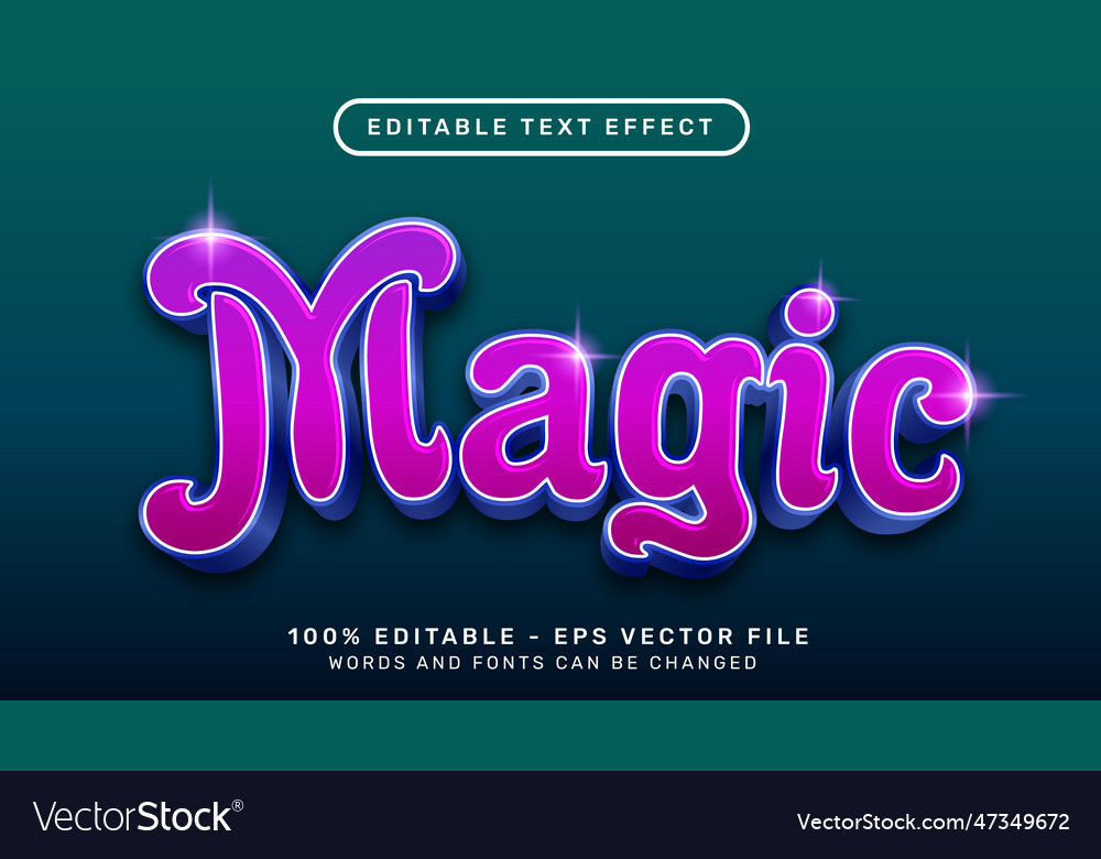 Magic 3d text effect and editable Vector Image Magic 3d text effect and editable