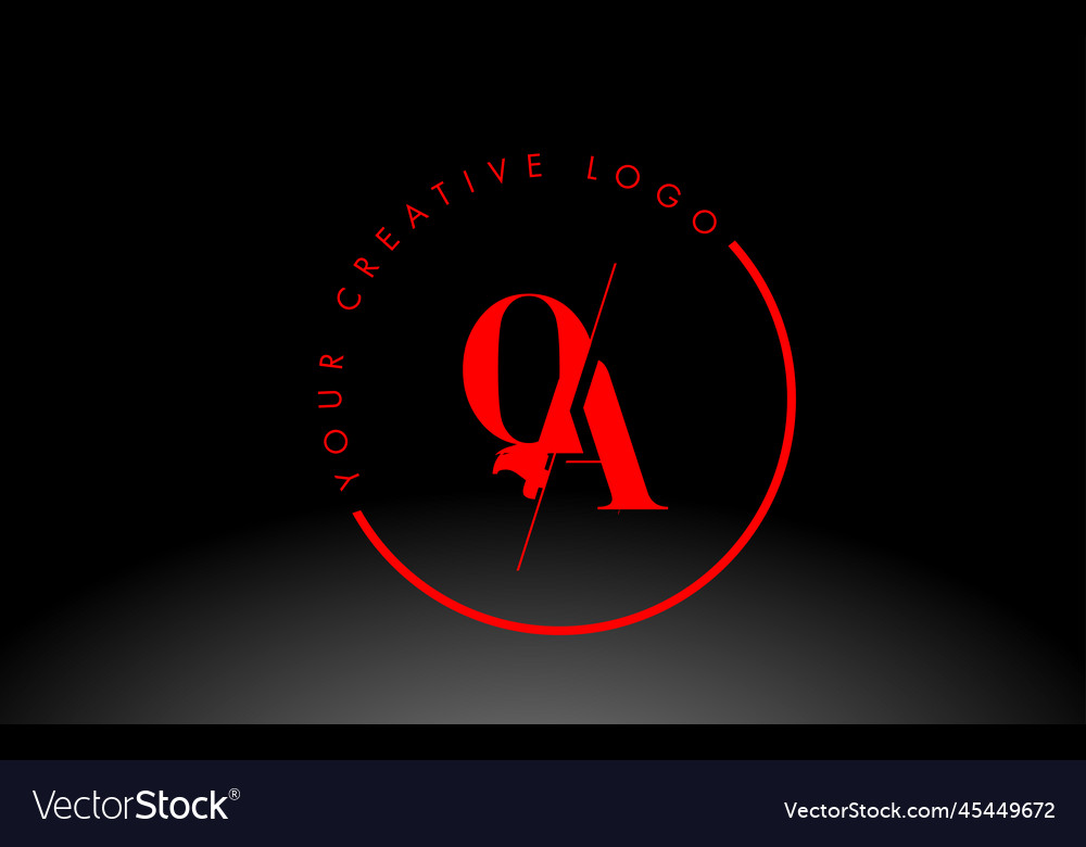 Red qa serif letter logo design with creative