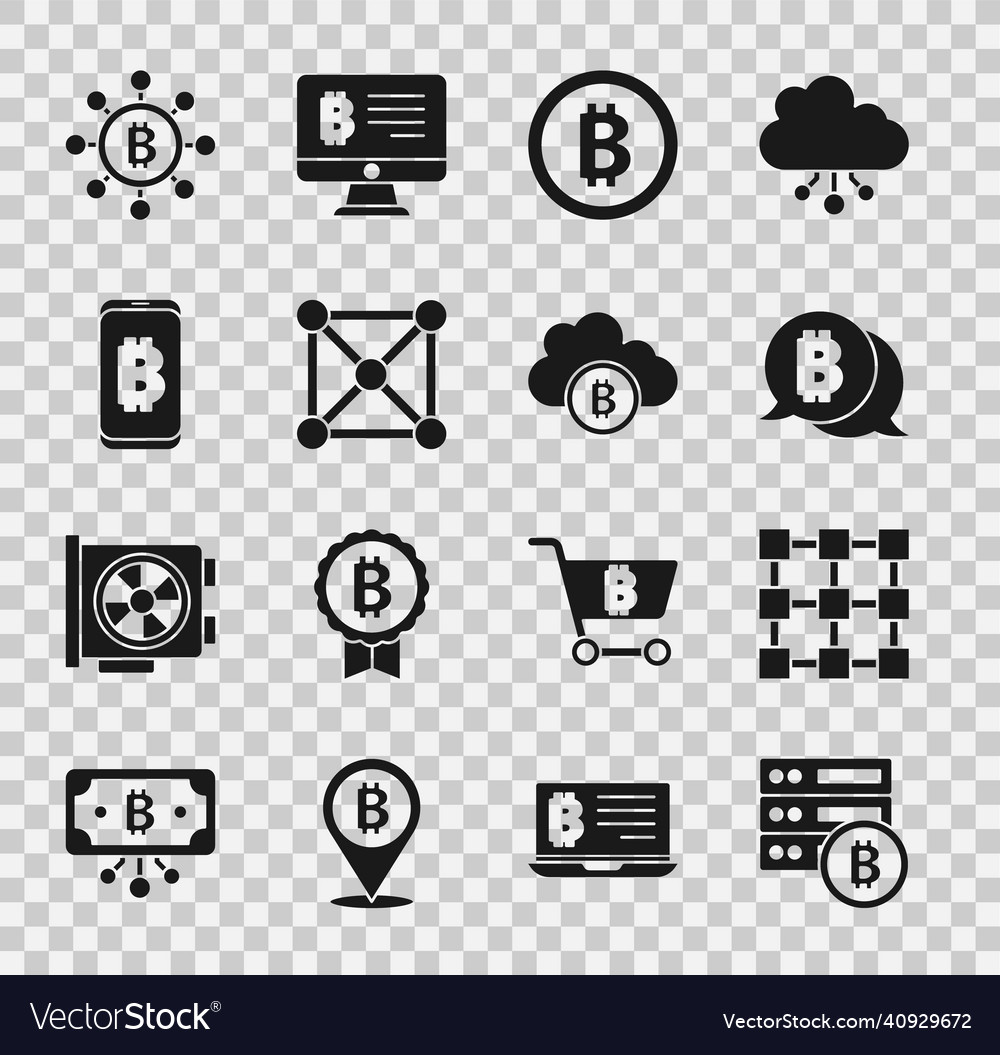 Set server bitcoin blockchain technology Vector Image Set server bitcoin blockchain technology