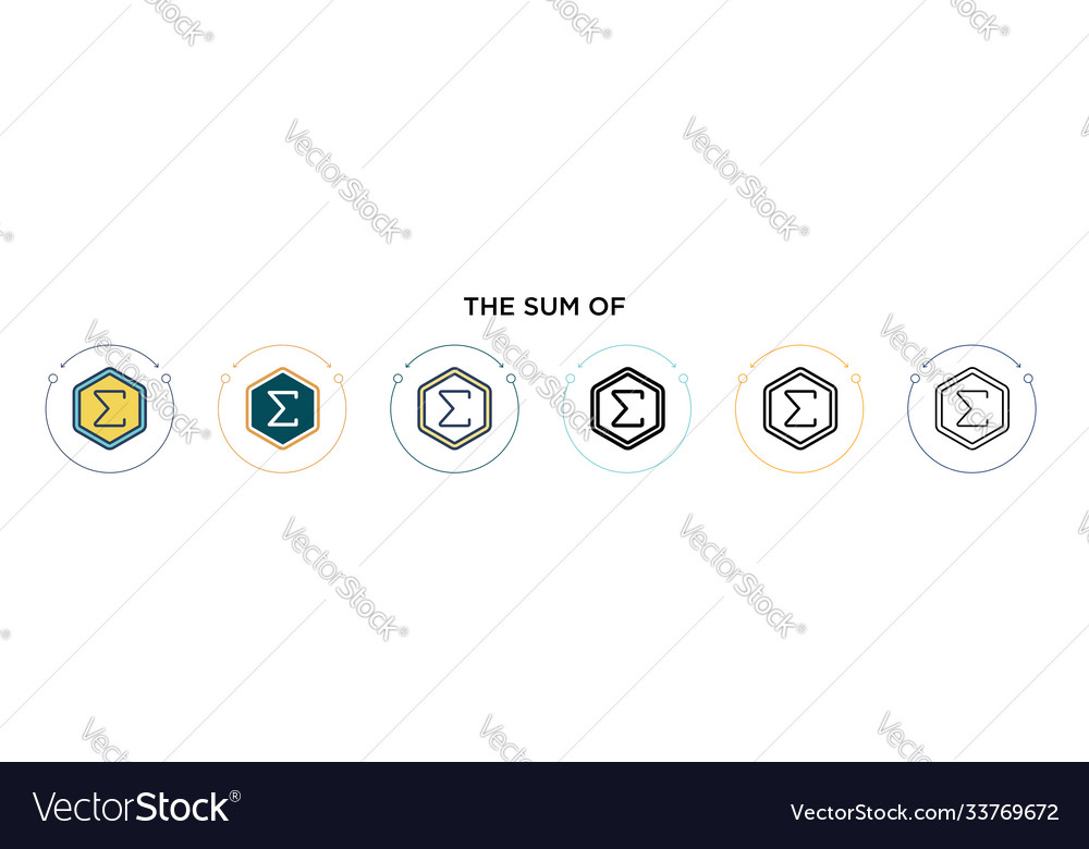 Sum symbol icon in filled thin line