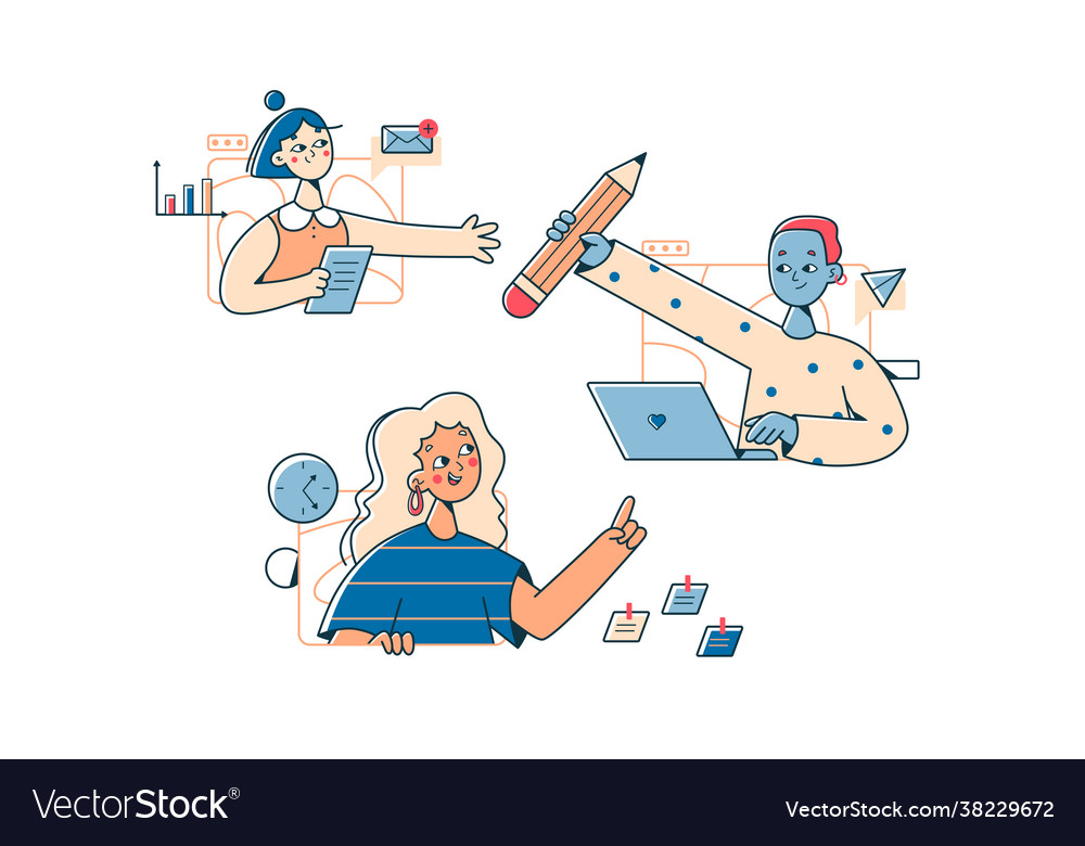 Team remote work from home vector image Team remote work from home