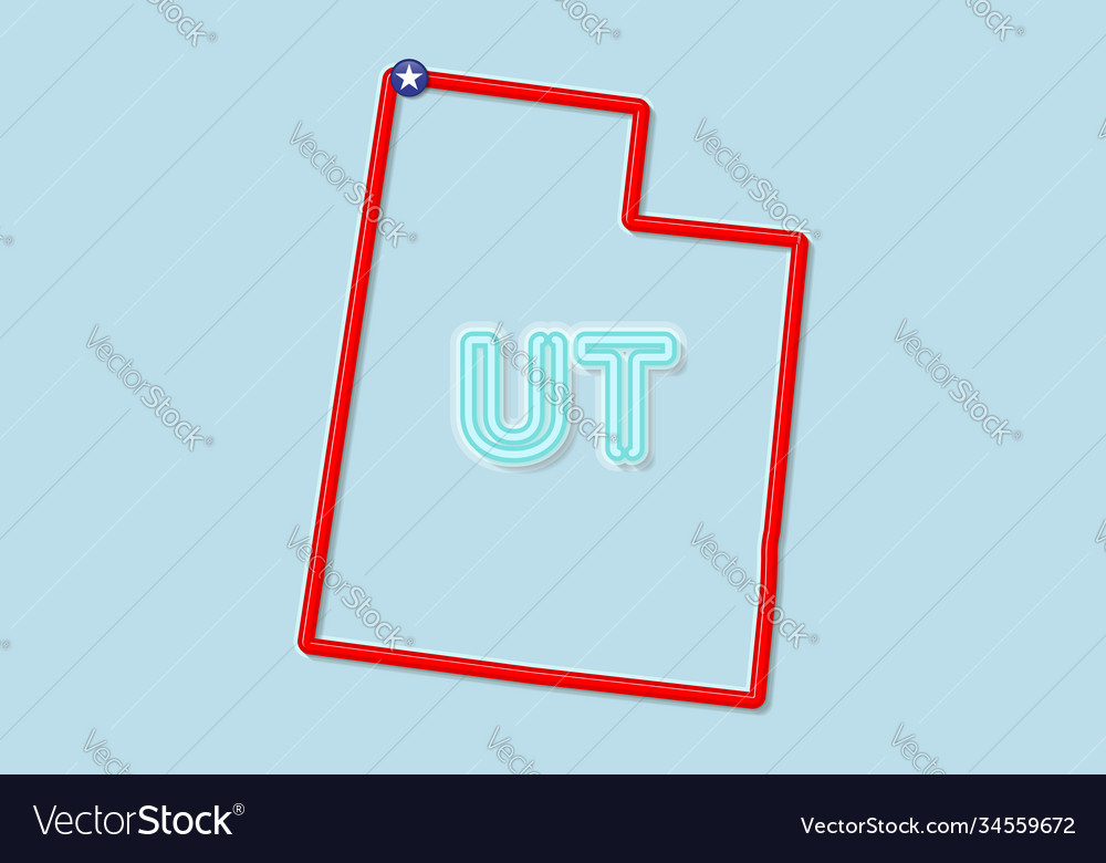 Utah us state bold outline map