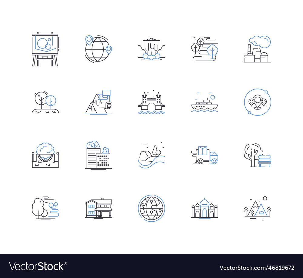 Verdant Oasis Line Icons Collection Plants Vector Image