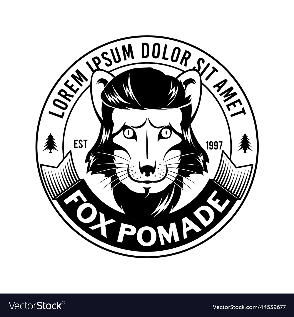 Barber Shop Pomade Label Design mit Fuchs Gesicht