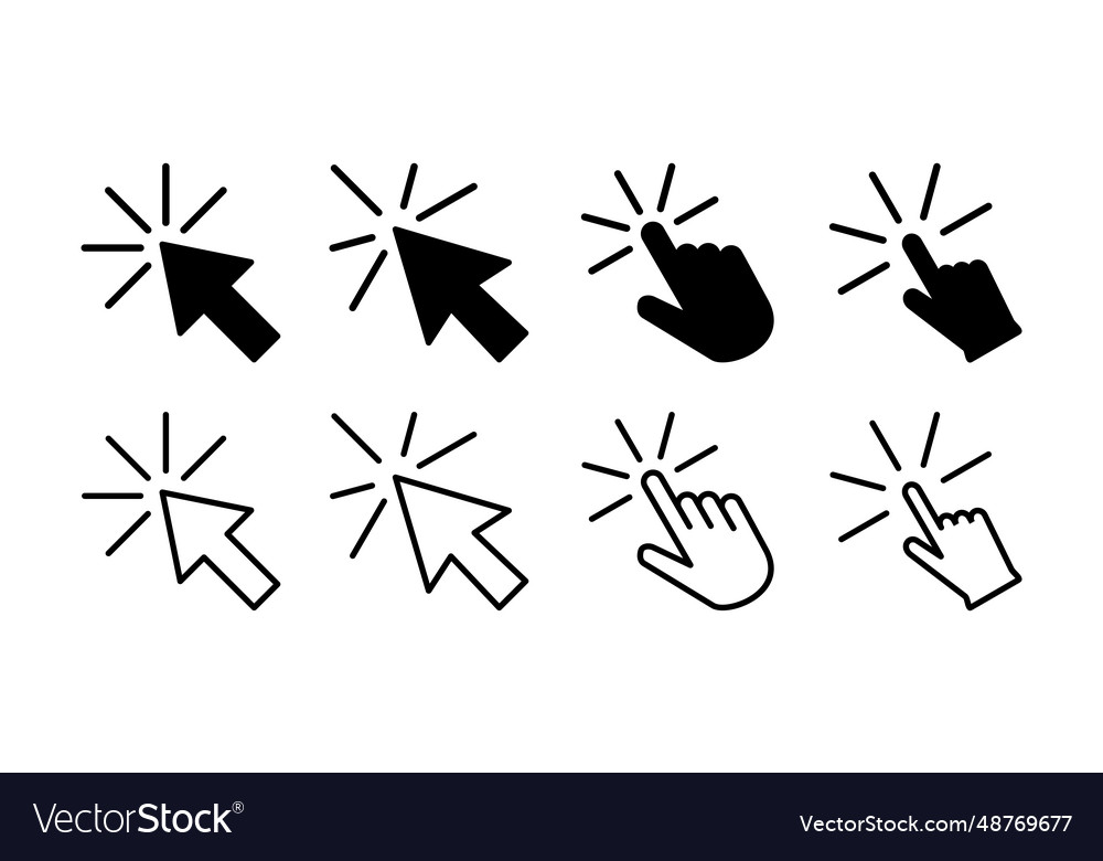 Klicken Sie auf Symbol Cursor Zeigerzeichen vector image Klicken Sie auf Symbol Cursor Zeigerzeichen