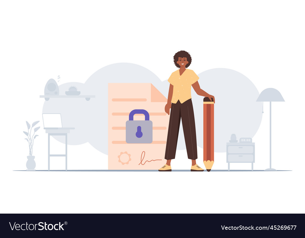 Concept of signing a smart contract data vector image Concept of signing a smart contract data