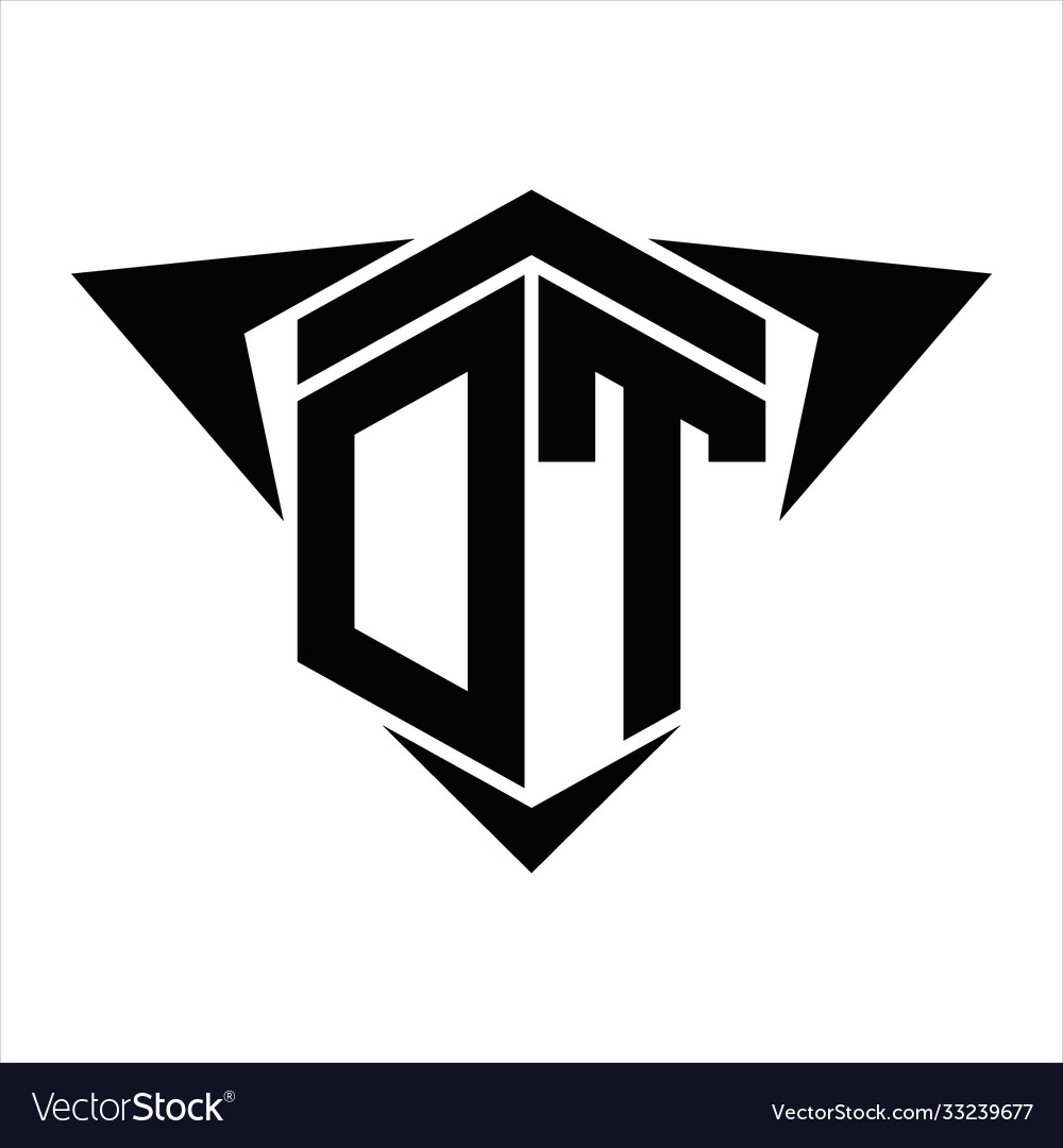 Dt logo monogram with wings arrow around design vector image Dt logo monogram with wings arrow around design