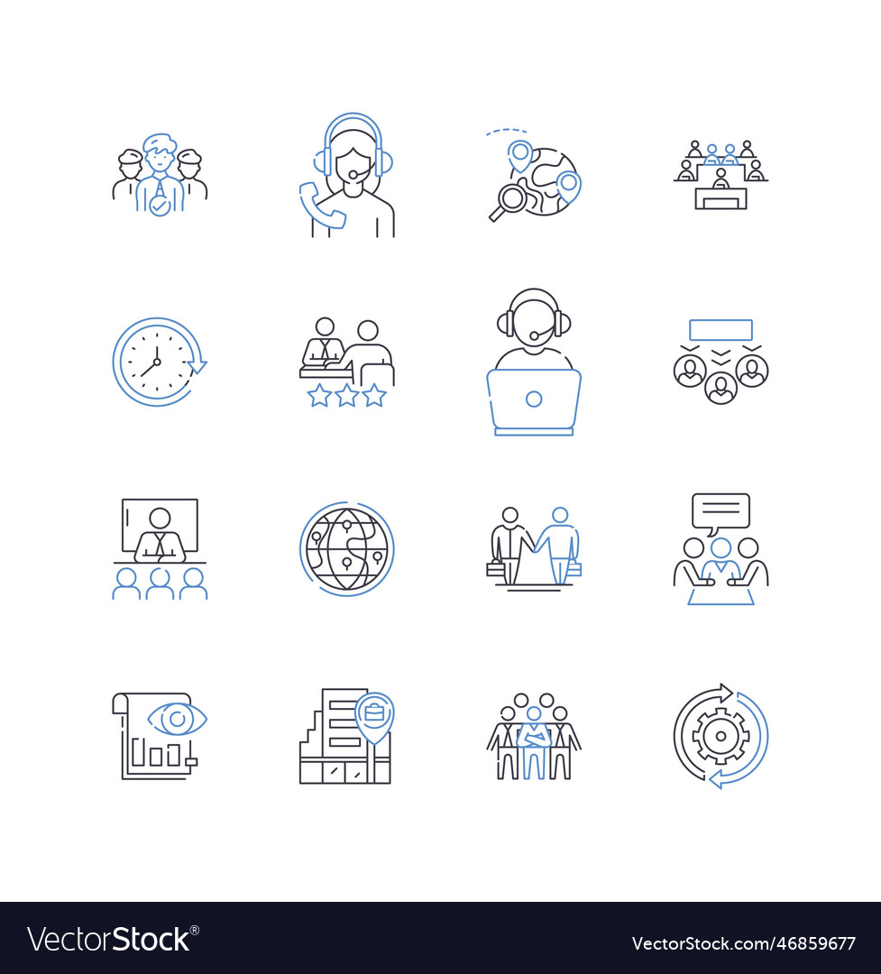 Fiscal endeavor line icons collection budget tax