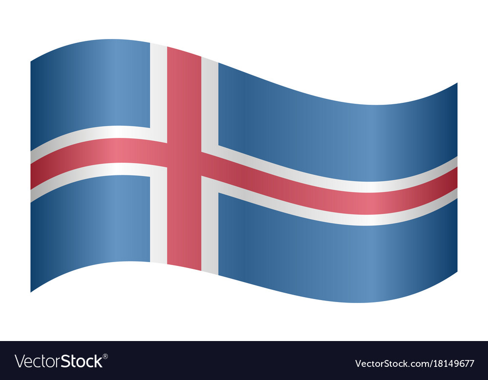 Flag of iceland waving on white background