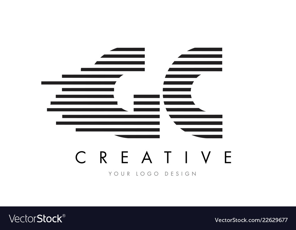 Gc g c zebra letter logo design with black