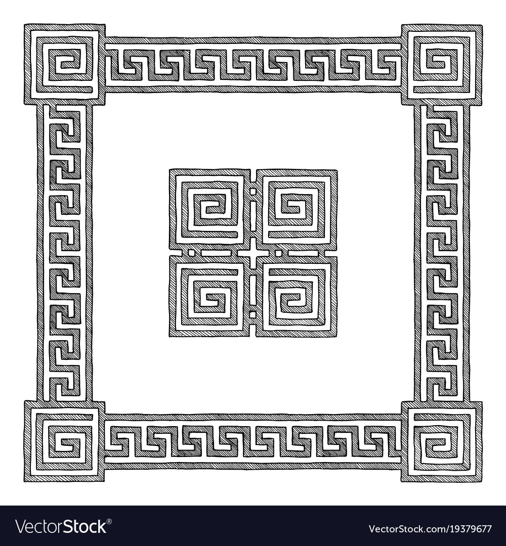 Greek Frame With Meander Royalty Free Vector Image Greek Frame With Meander Vector Image