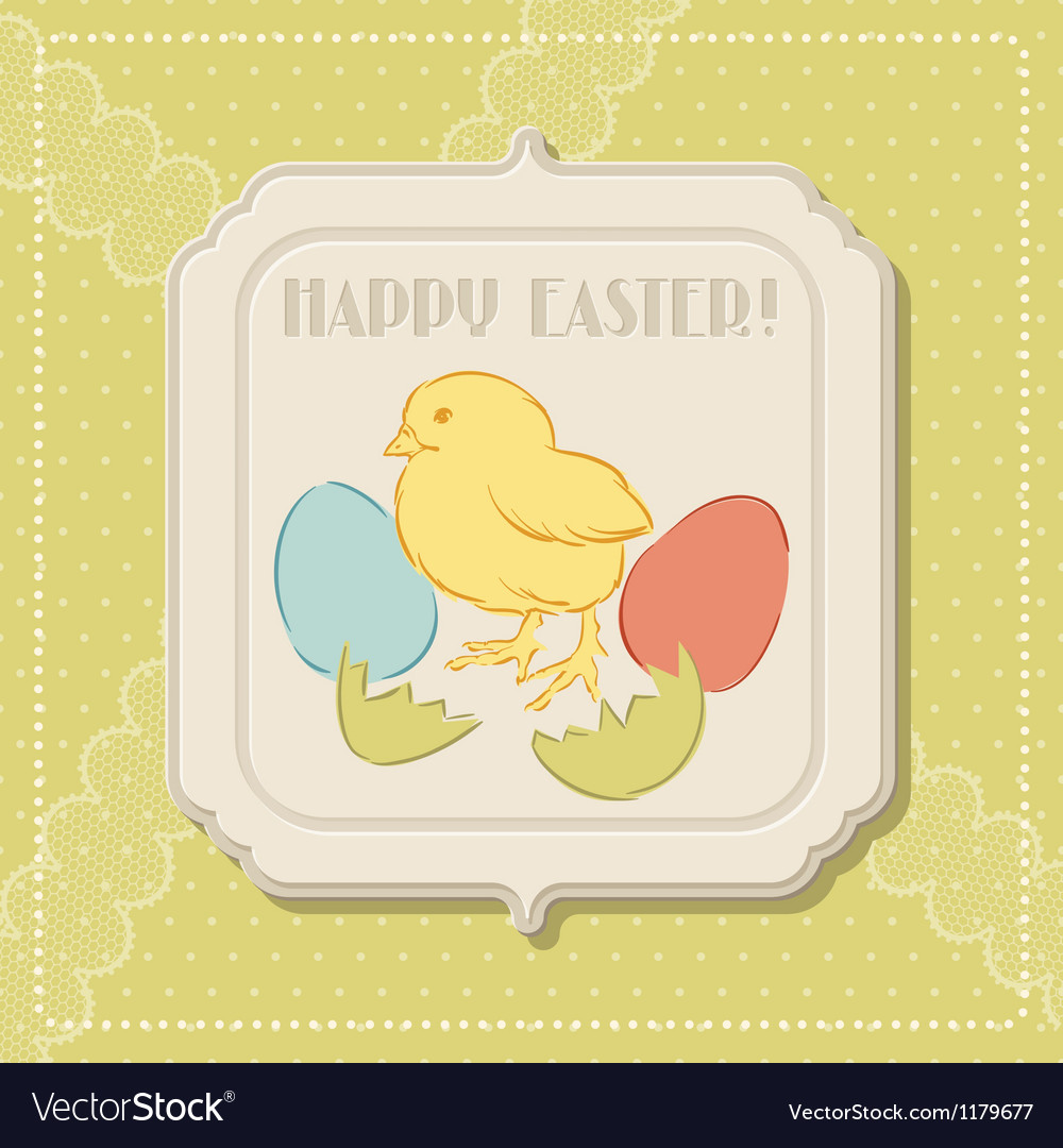 Happy easter retro greeting card Royalty Free Vector Image