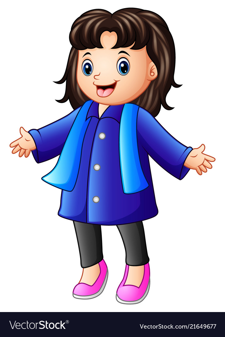 Happy girl in blue winter clothes Royalty Free Vector Image