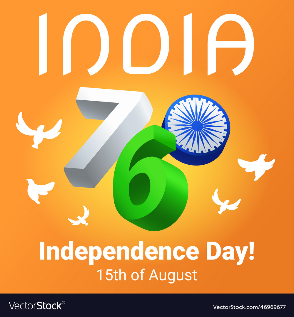 India independence day greeting card 76th Vector Image