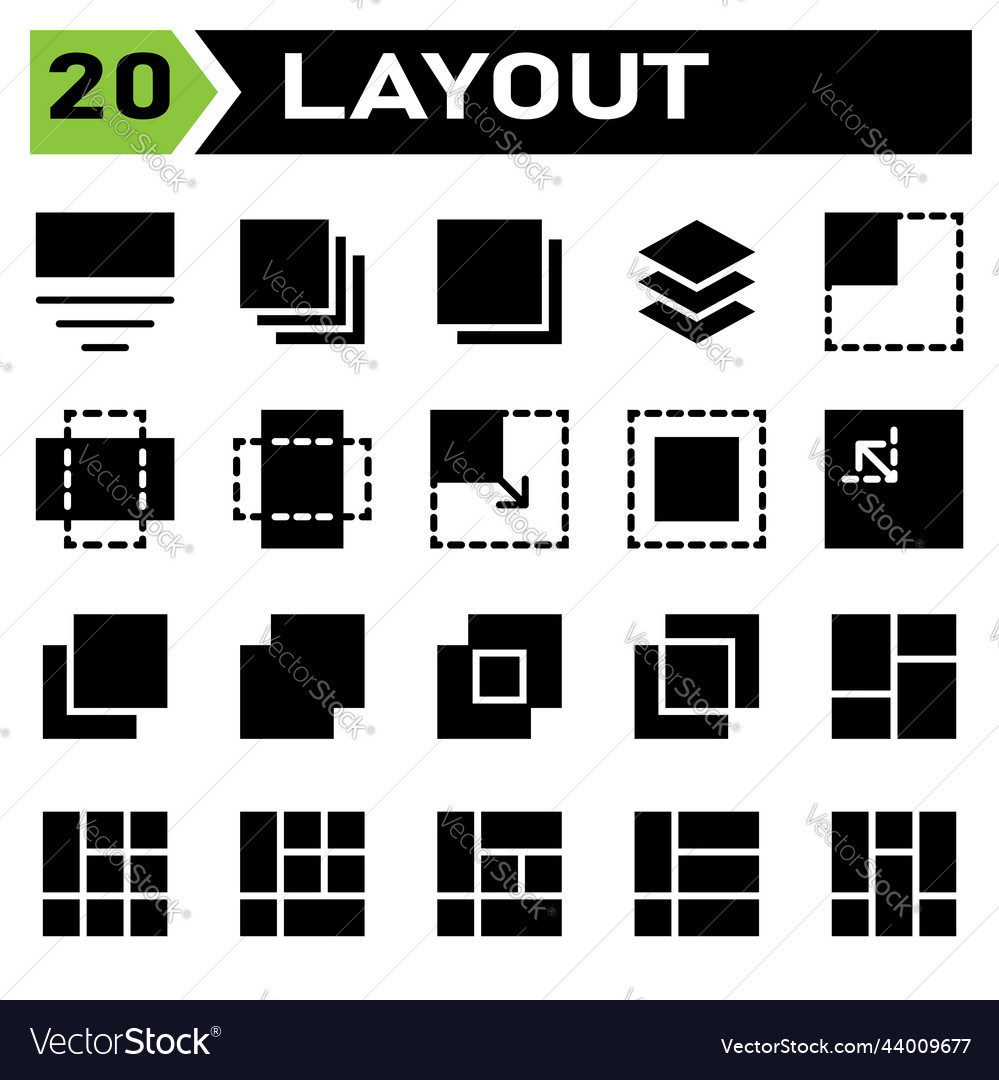 Layout-Icon-Set enthalten Grid Dashboard vector image Layout-Icon-Set enthalten Grid Dashboard