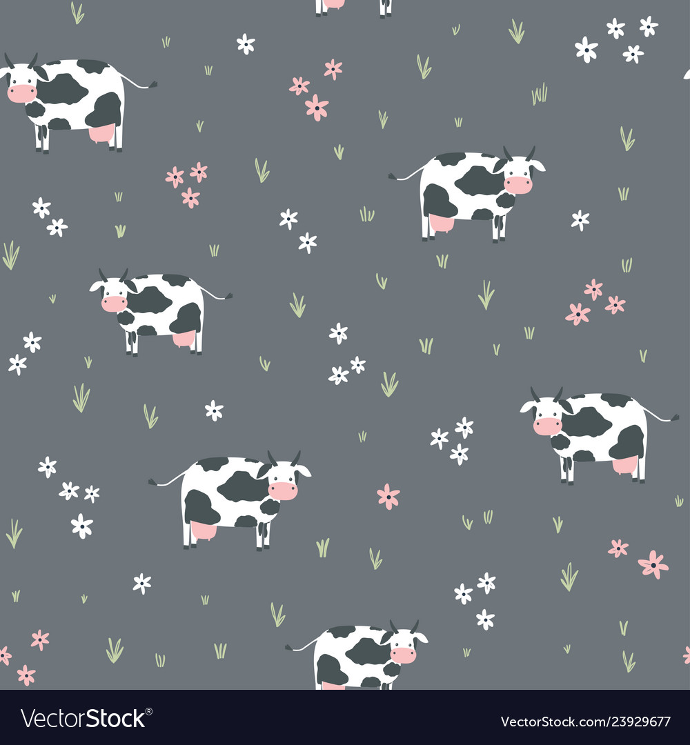 Seamless childish pattern with cows Royalty Free Vector