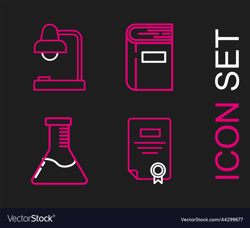 Set line certificate template test tube and flask vector image Set line certificate template test tube and flask