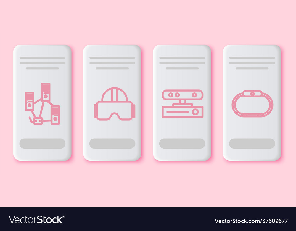 Set line computer network virtual reality glasses vector image Set line computer network virtual reality glasses