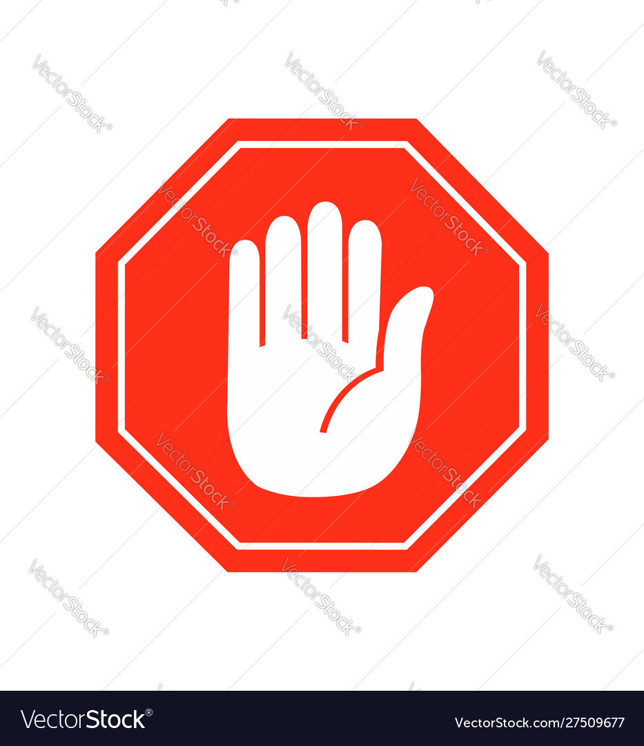 Stop Sign Icon - Red Hand Symbol