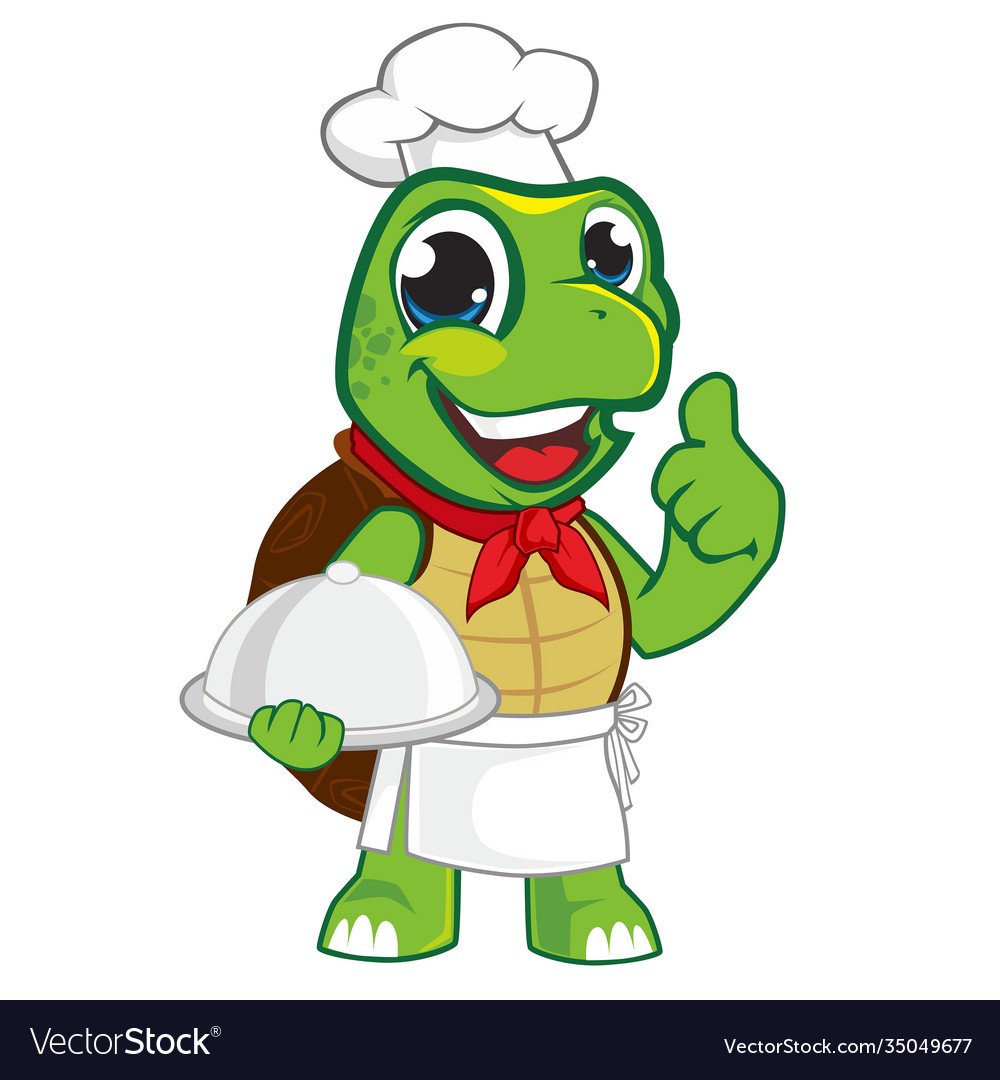 Turtle chef mascot cartoon Royalty Free Vector Image
